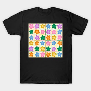 60s Checkered Flowers T-Shirt